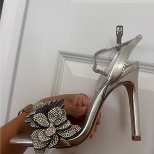 Elegant Silver High Heel Sandals